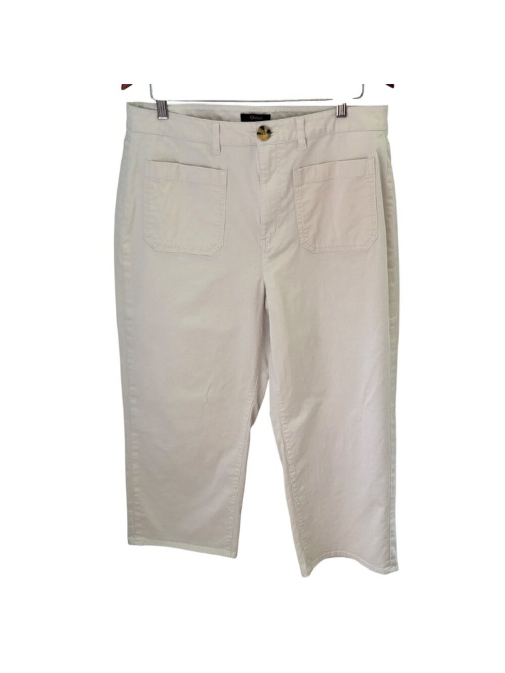 Quince Organic Stretch Cotton Chino Cropped Wide Leg Pants Frost White Sz16 NWOT - Picture 3 of 11